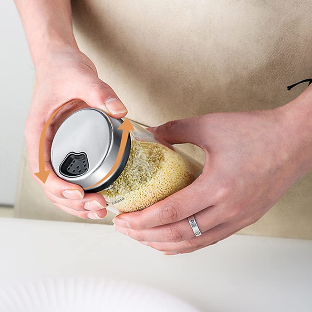 TAMUME Pack De 2 Salière Et Poivrière En Verre 300 Ml Avec Couvercle Réglable 4 Positions – Idéal Pour Épices, Fromage Et Assaisonnement Précis