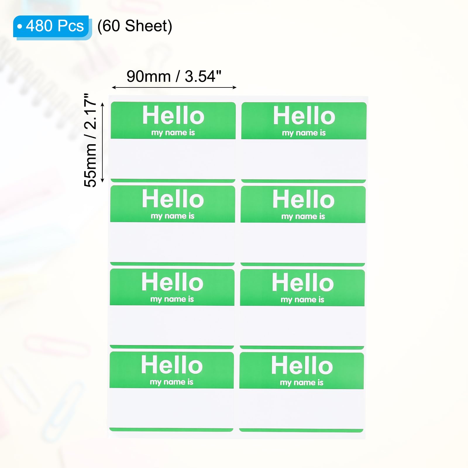 PATIKIL Name Tag Stickers, 480 Pcs Hi My Name is Stickers Removable Labels for Clothes Daycare Classroom Office Meeting Green - Image 2