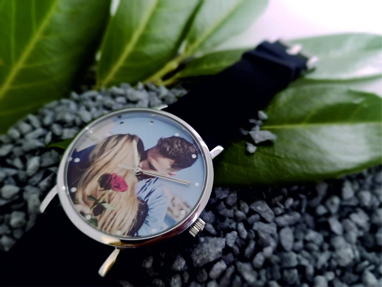 memories Reloj con foto personalizada reloj de 40 mm con imagen 3BAR reloj fotográfico fabricado en Alemania, plata, Correa
