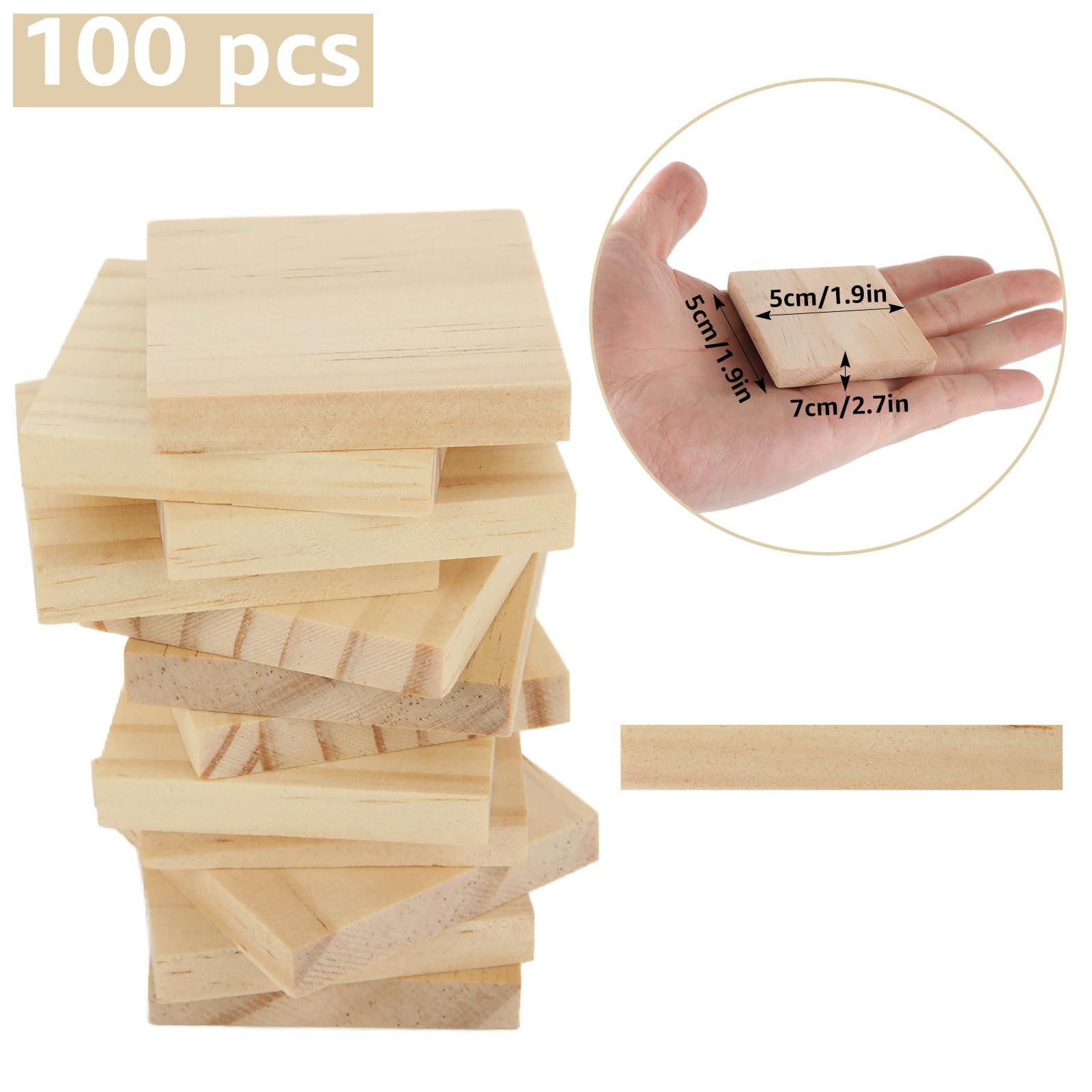 Jyongmer 30-Pack Unfinished Wood Squares For Crafts - 3x3 Inch, 1/4 Inch Thick Natural Blank Wood Blocks