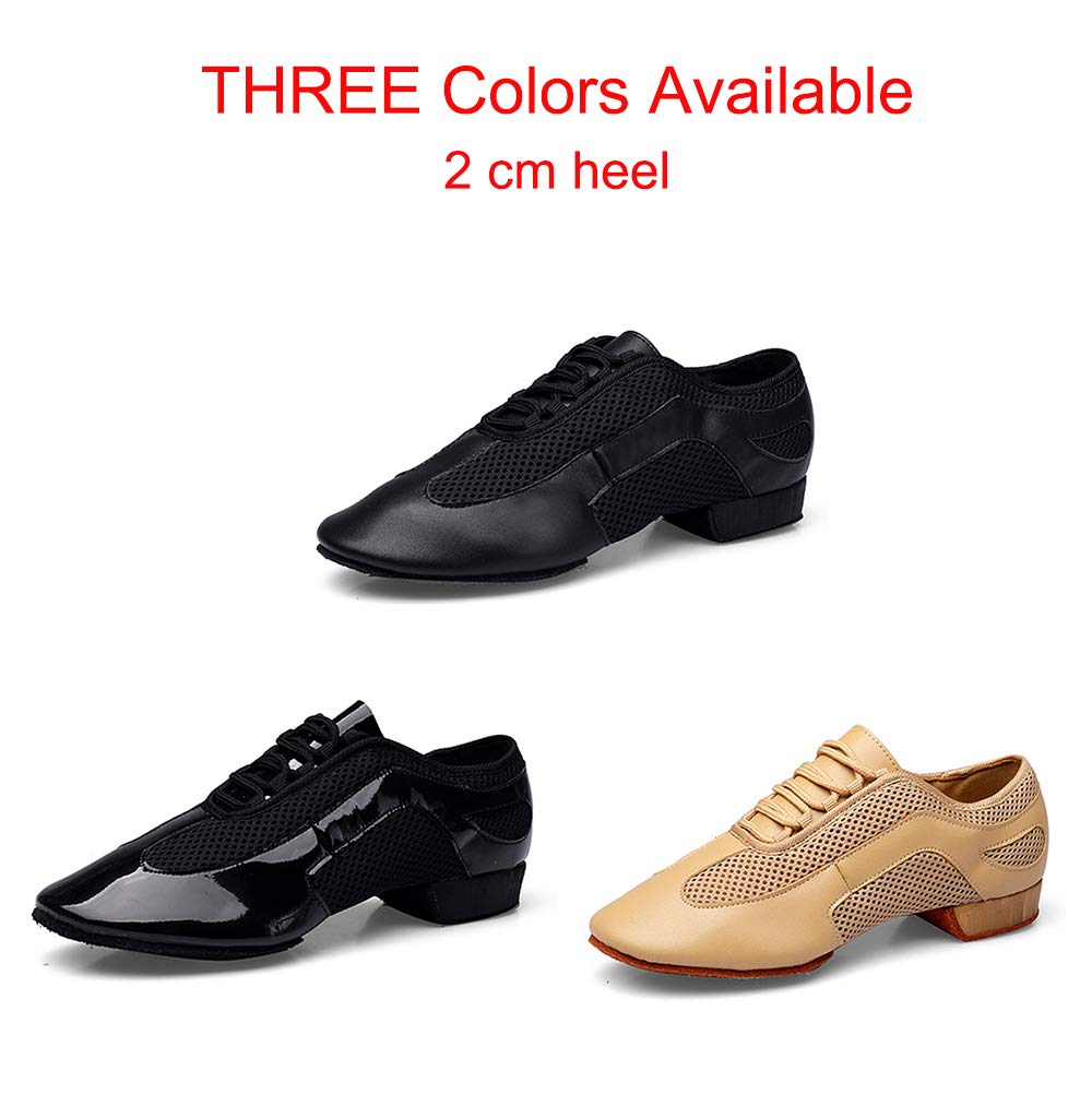 Scarpe da Ballo Latino Americano in Pelle Donna Tessuto Rete Suola Divisa Scarpe de Danza Classica Tacco Basso