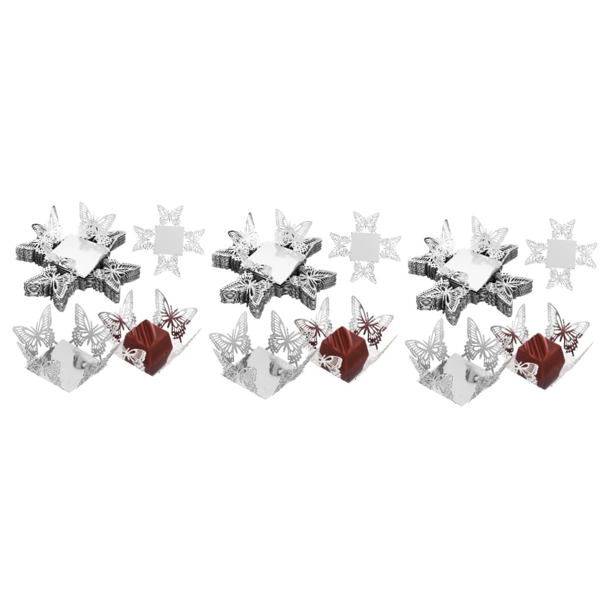 Cabilock 3 Ensembles Caissettes À Cupcakes Papier Argenté Lot De Doublures Pour Truffes Bonbons Accessoires Pour Anniversaires Mariages 50 Pièces * 3