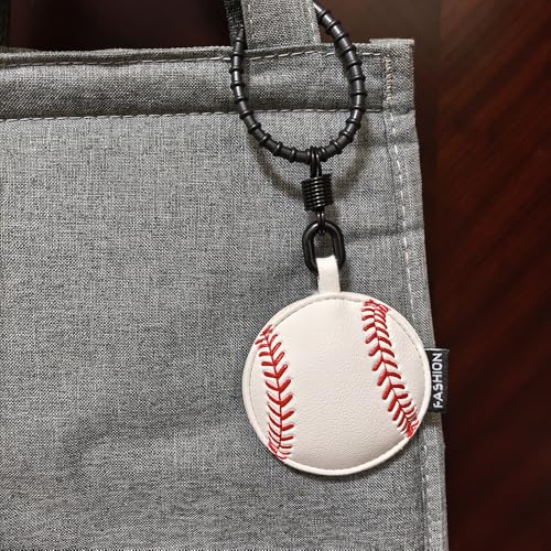 Image of Leather Ball Keychain Wristlet Sports Key Ring Car Key Wallet Backpack Bag Gym Accessories Gifts for Men Women