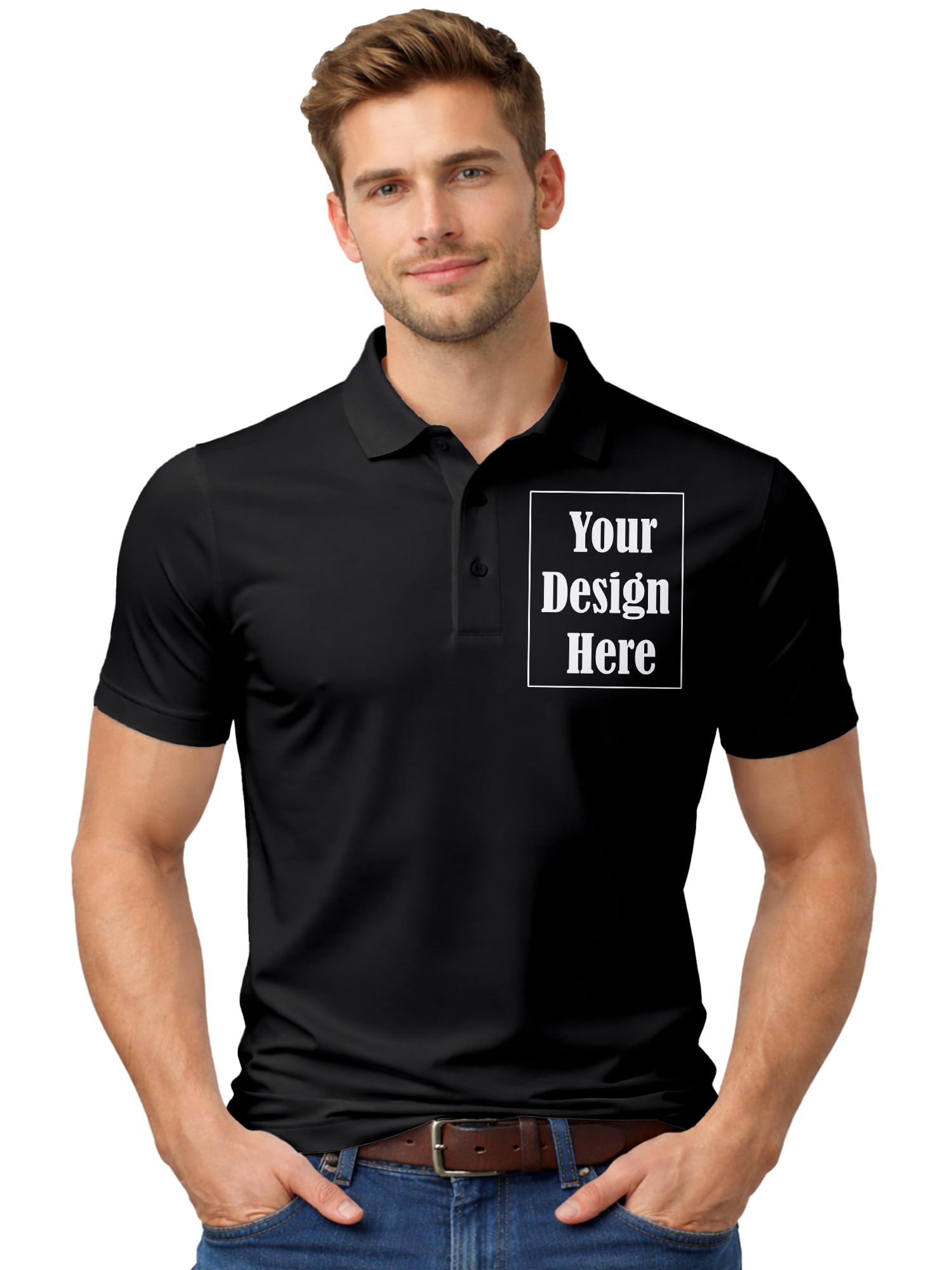 Men's Customized Polo T-Shirt Premium Cotton Collared T Shirt Personalised Logo Front Back Print Polo Tshirt for Office Casual Wear-picture-27