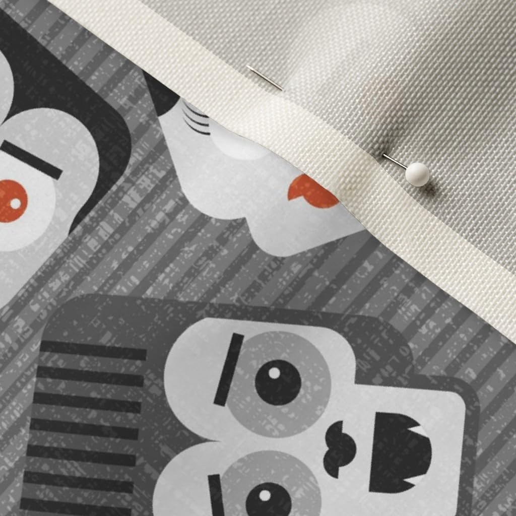 Spoonflower Fabric - Halloween Spooky Retro Kids Frankenstein Vampire Monster Grayscale Printed on Chiffon Fabric Fat Quarter - Upholstery Home Decor Bottomweight Apparel