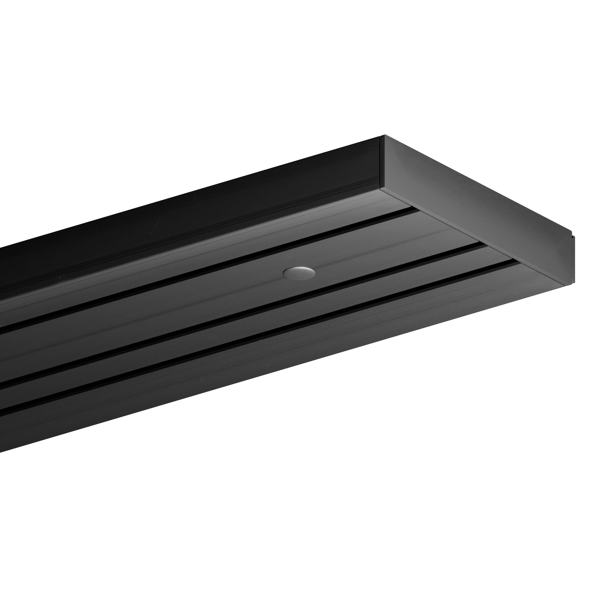 Bestlivings Gardinenschiene Schwarz (480cm / 3-läufig) Vorhangschiene Komplettset inkl. Zubehör (Befestigungs-Set, Seitendeckel, Gardinenröllchen)