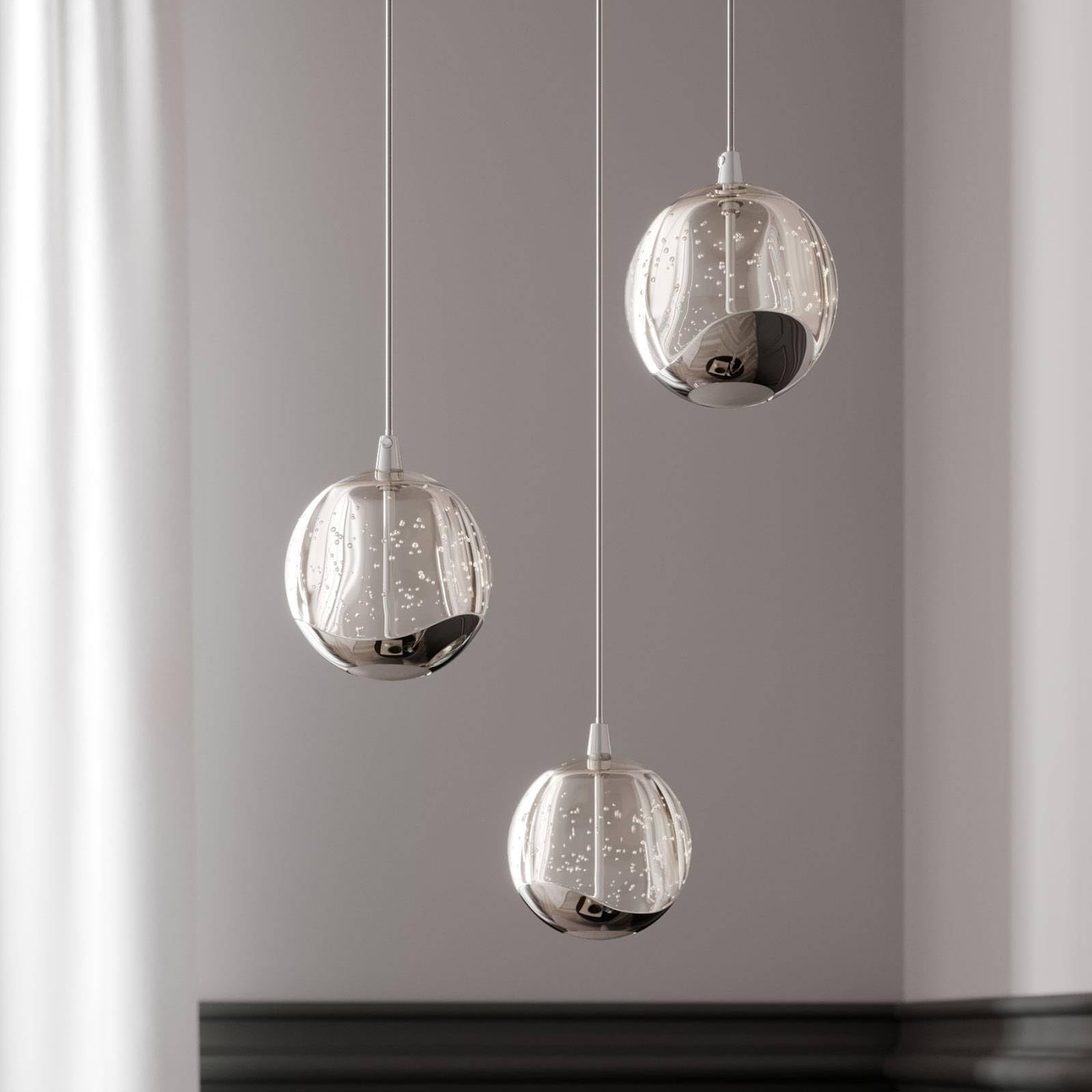 Lucande LED Esstisch Pendelleuchte Glas chrom, Hängeleuchte Esszimmer 15W Hängelampe Wohnzimmer Schlafzimmer Esszimmerlampe Pendellampe