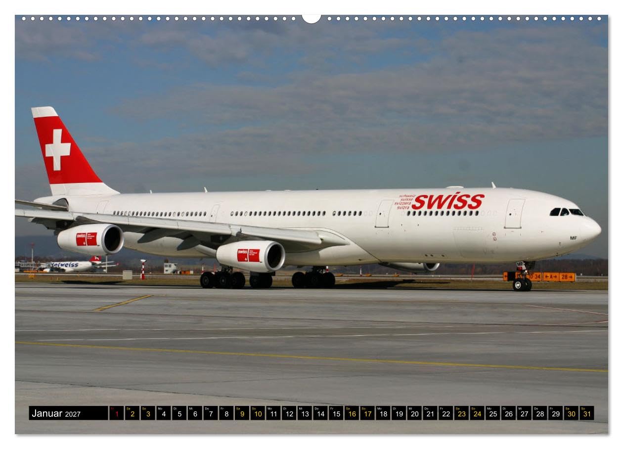 CALVENDO - Airbus Airliners (hochwertiger Premium Wandkalender 2027 DIN A2 quer), Kunstdruck in Hochglanz: Die Airbus Familie deckt heute das ganze Airline Spektrum ab.
