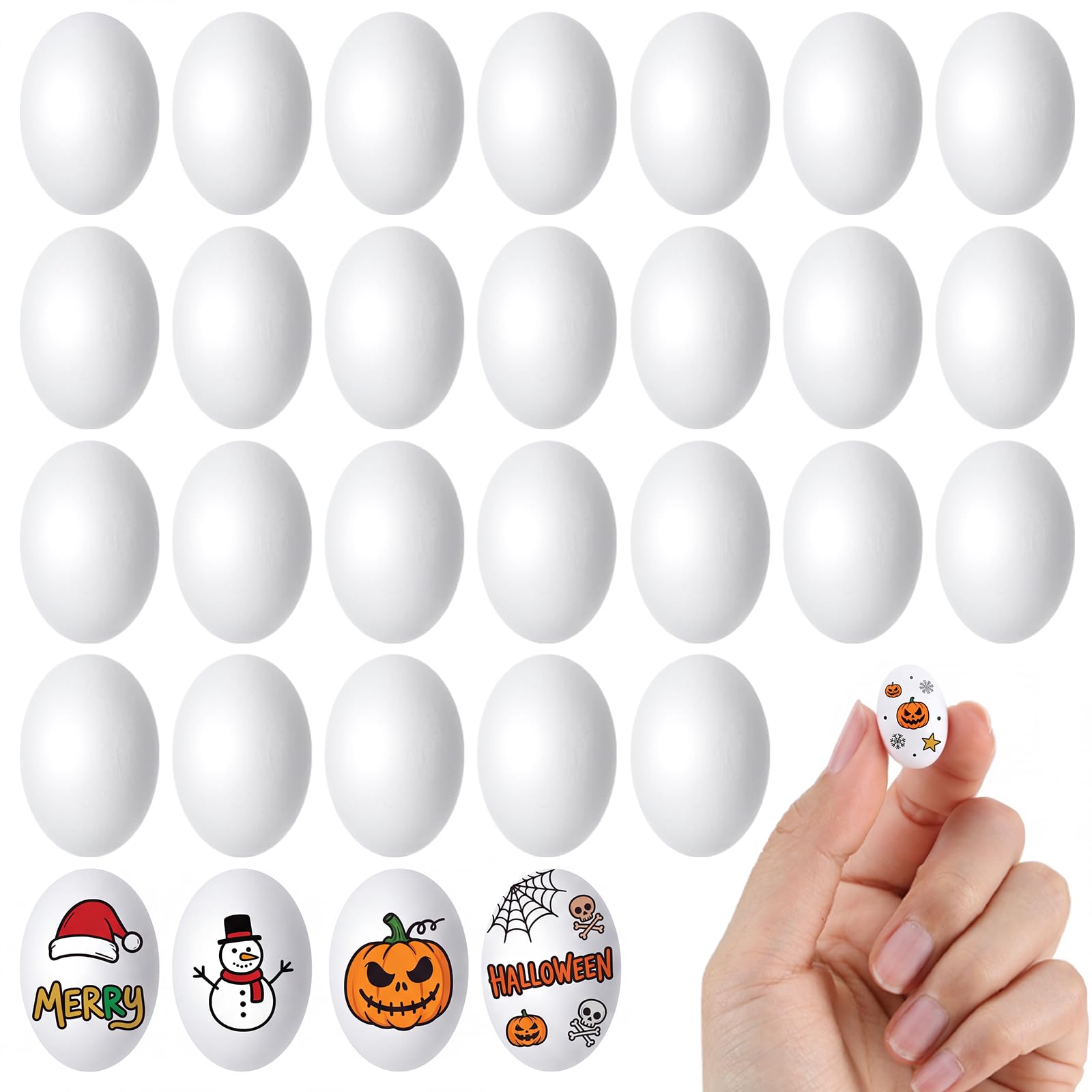 30 Pcs Mini White Wooden Eggs 7/8 Inch Fake Eggs Bulk for Kids DIY Craft