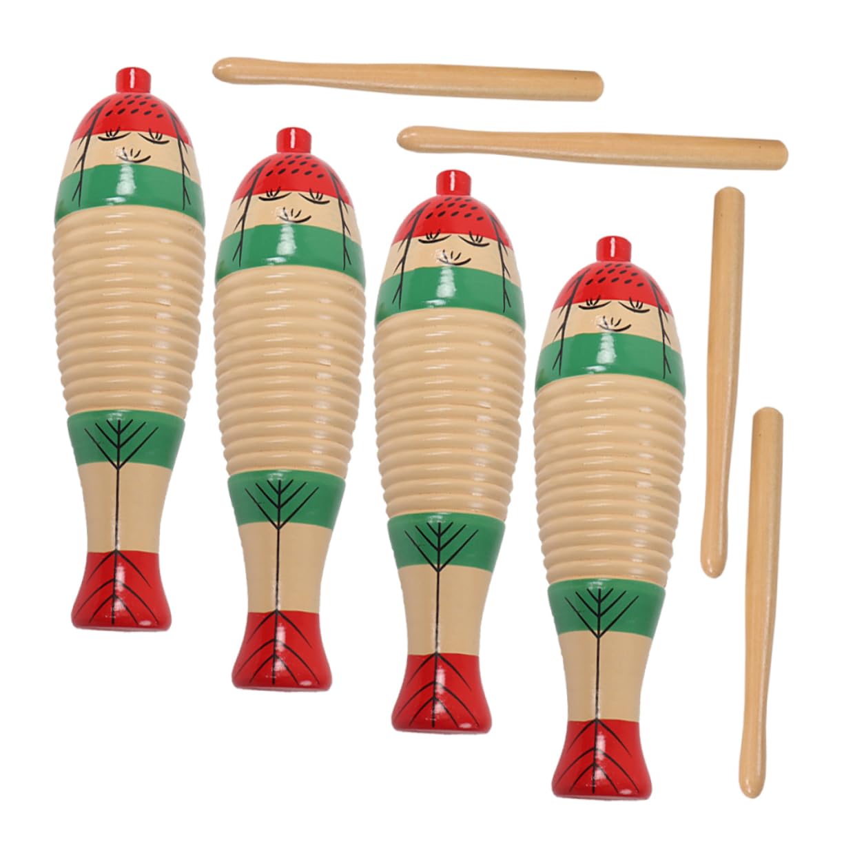 Strumento Musicale Percussivo in Legno, Set 4 Pezzi per Ragazzo Ragazza