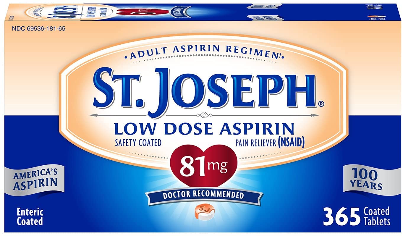 St. Joseph Low Dose Aspirin 81 mg Coated Tablets - 365 ct, Pack of 6