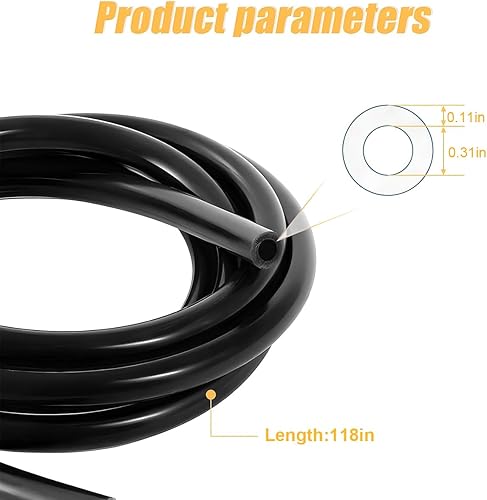 Miniatura 8 de BELOMI Manguera de tubo de vacío de silicona, manguera de 5 pies 18 pulgadas de diámetro interior, alta temperatura, presión máxima de 130 PSI para