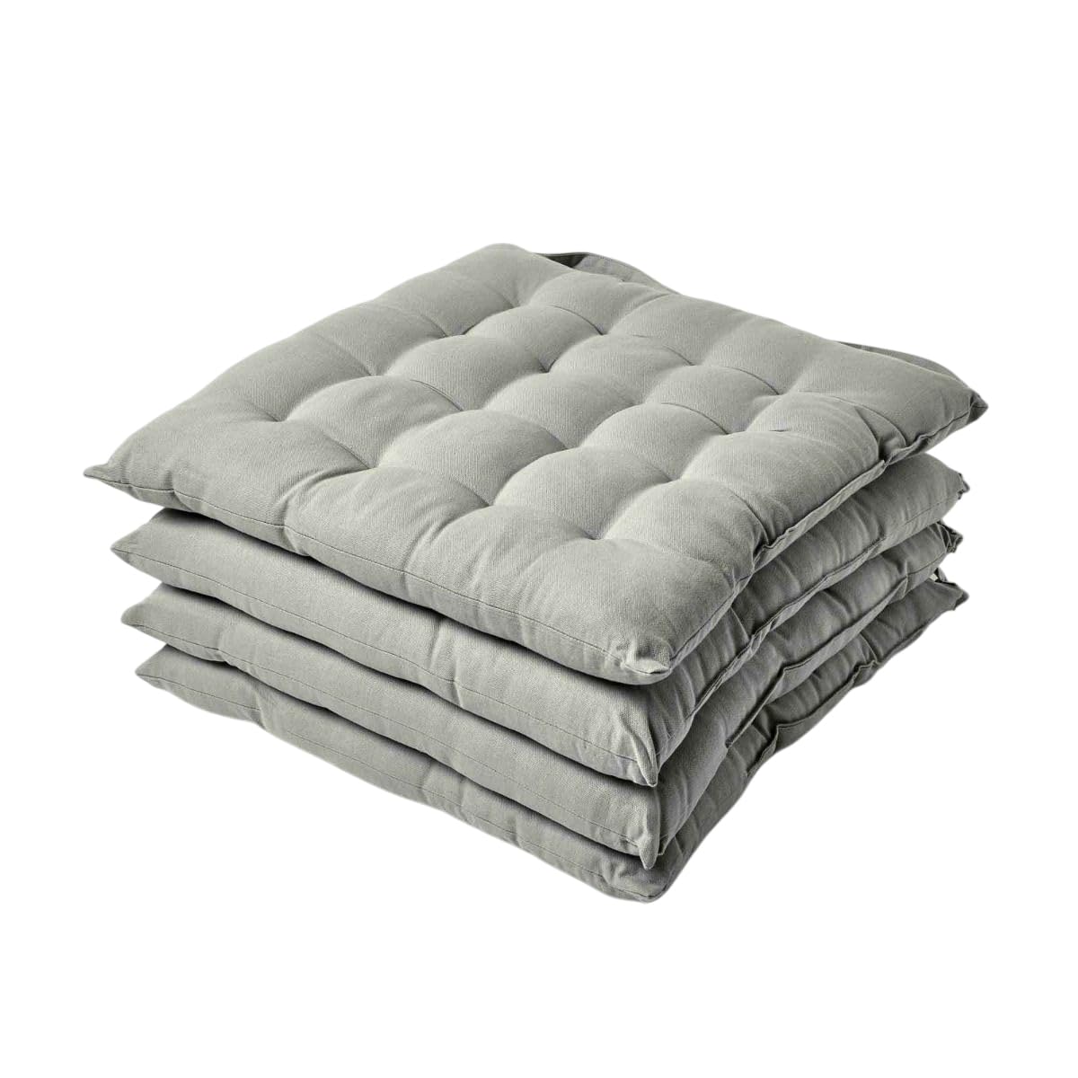 HOMESCAPES Grey Seat Pads for Dining Chair, Set of 4 100% Cotton Chair Pads with Straps, 40x40 cm โ image 1