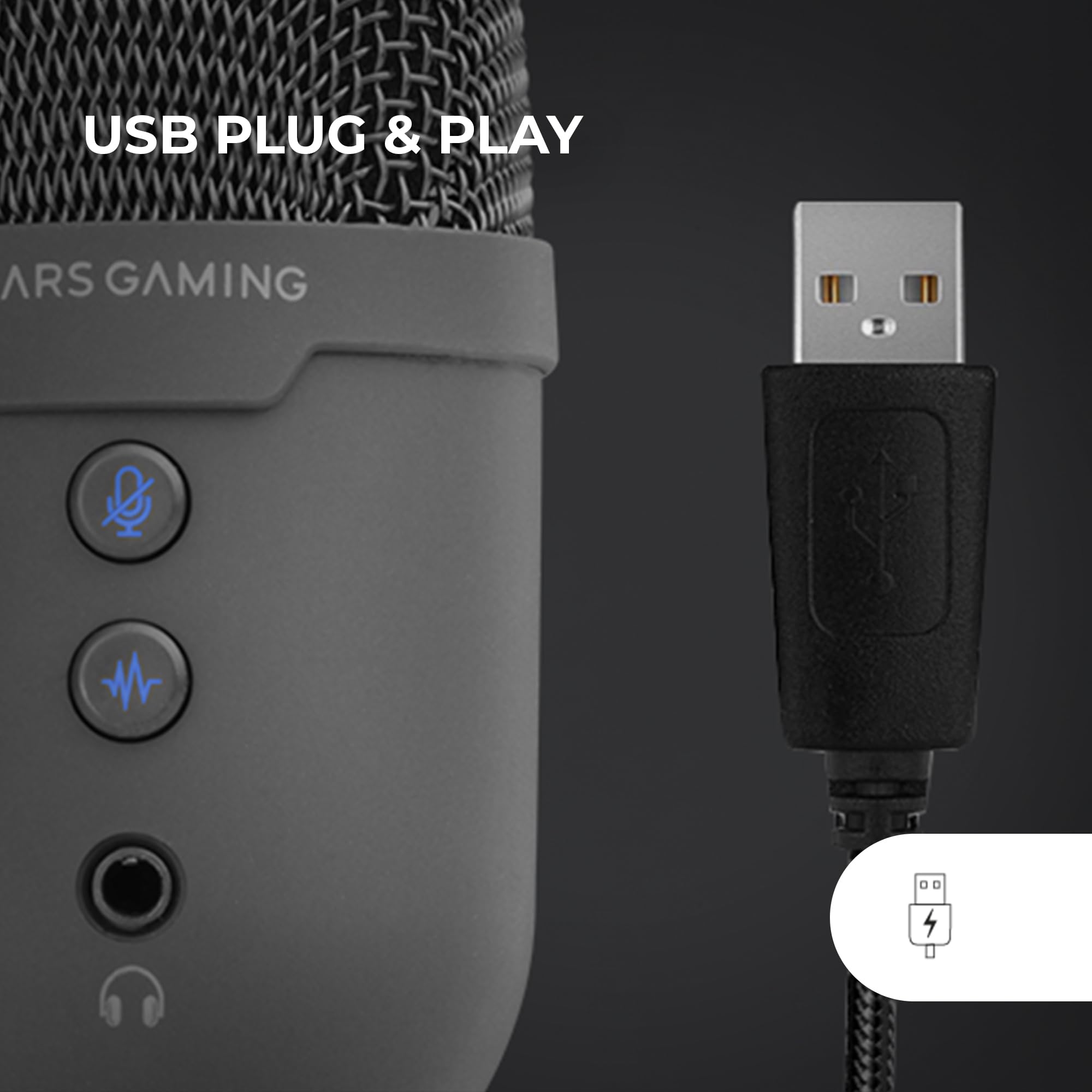 Mars Gaming MMIC-CX, Microfono da Studio Professionale, Design Compatto ARGB, Audio Alta Definizione, ENC Noise Cancel, Condensatore Cardioide, Mute, USB Plug&Play, Jack 3.5mm, Nero