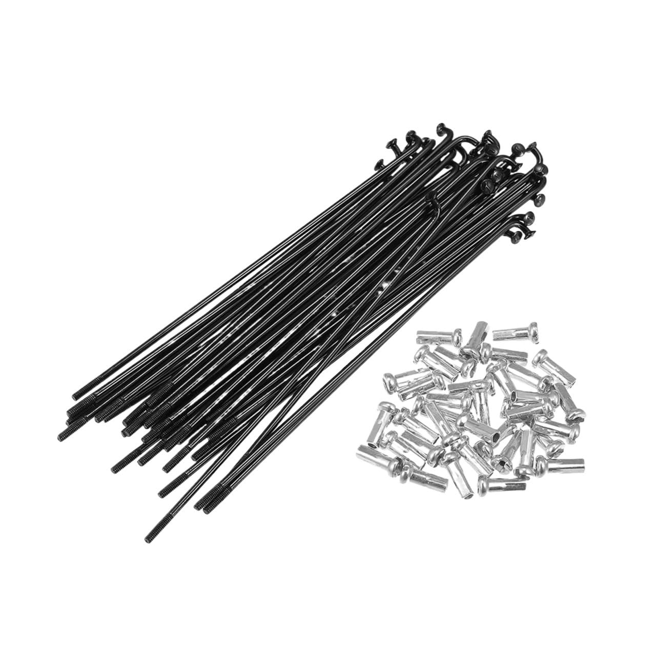 Stalowe szprychy rowerowe, Szprychy Rowerowe 36szt. 14G J Bend Stalowe 78-305mm Czarne Srebrne Z Nyplami