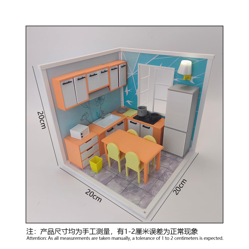 LYTP121004 1/12 wiosna pocałunek chwile wiosna kuchnia druk 3D DIY miniaturowe sceny domek dla lalek kreatywne dekoracje pulpit scenariusze mini modele 30 cm BJD OB lalka