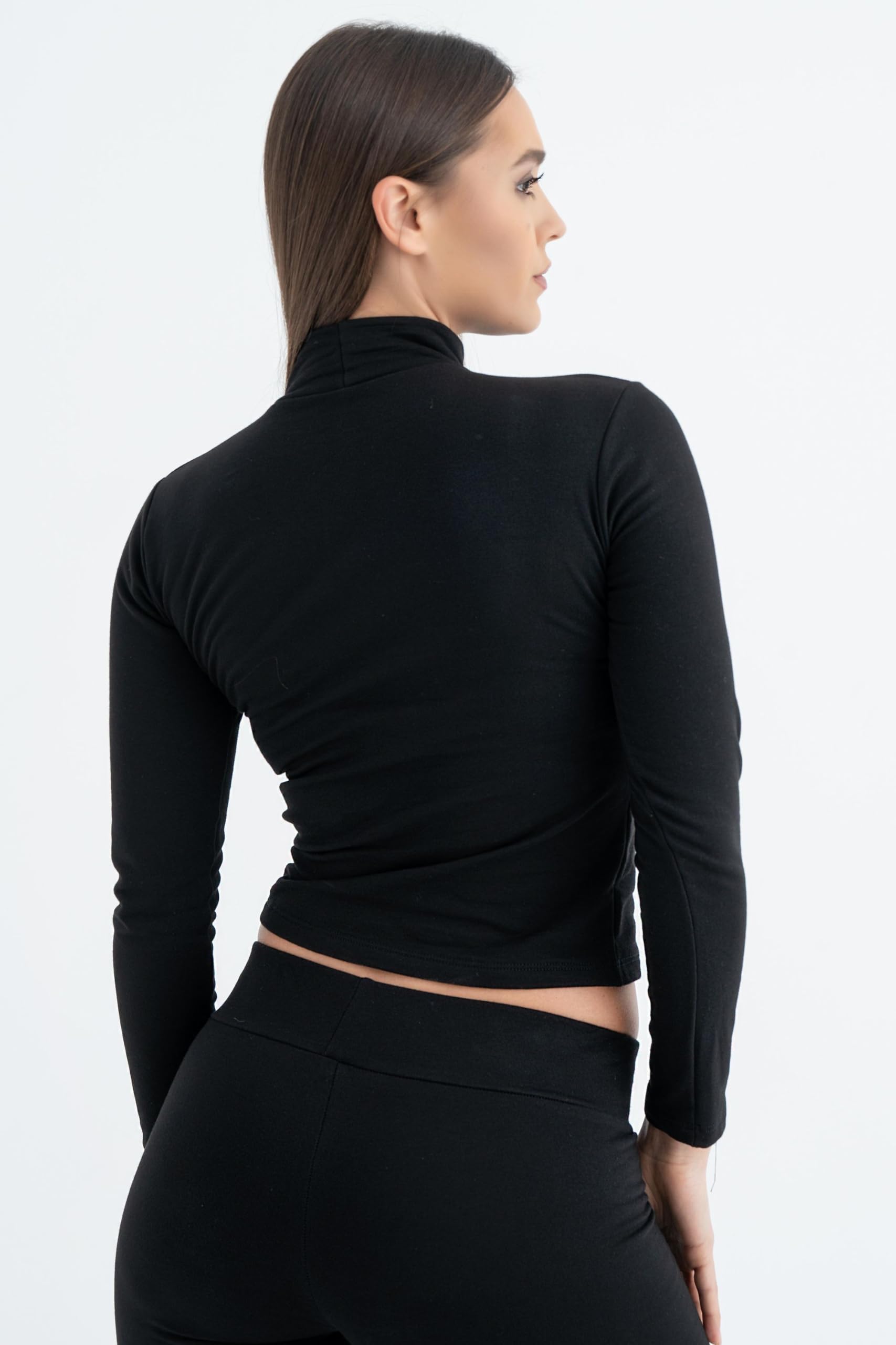 Evoni Camiseta térmica de manga larga corta para mujer – Camiseta funcional cálida de cintura larga – Transpirable, elástica y regulador de la humedad – Ideal como capa base para invierno y exterior