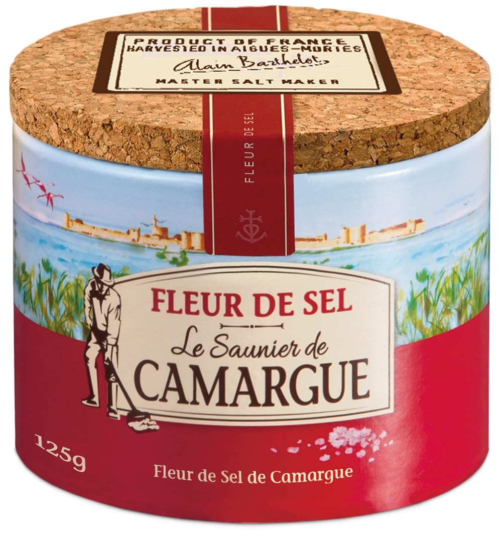 Sponsored Ad – Premium French Sea Salt, Fleur De Sel, Hand Harvested, Delicate Salt Flakes for Cooking, Baking and Seasoning, Round Box 1 x 125 g
