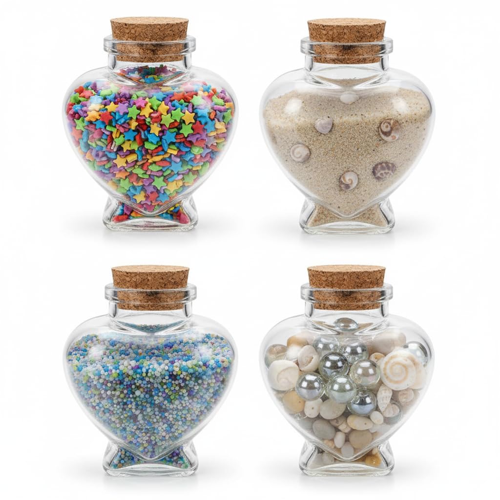 Bocaux en verre en cœur pour personnaliser vos tables de mariage et souvenirs d'anniversaire