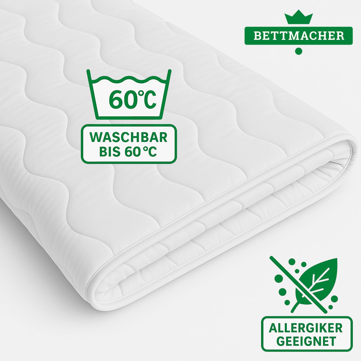 Topperbezug 200x200cm 5-7 cm Kernhöhe waschbar 60°C OEKOTex Reißverschluss Mikrofaser