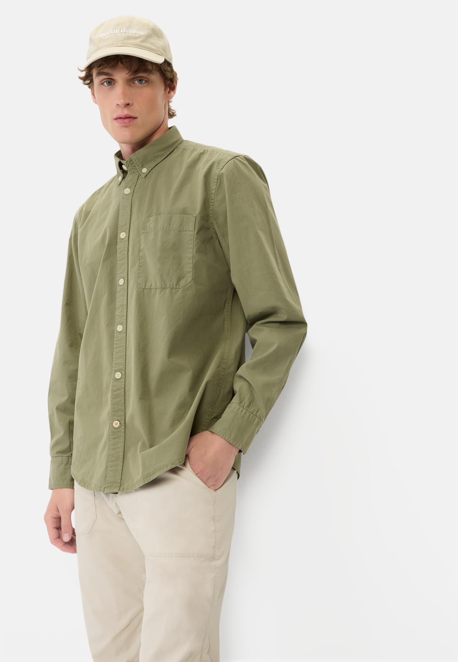 camel active Męska koszula z długim rękawem z bawełny