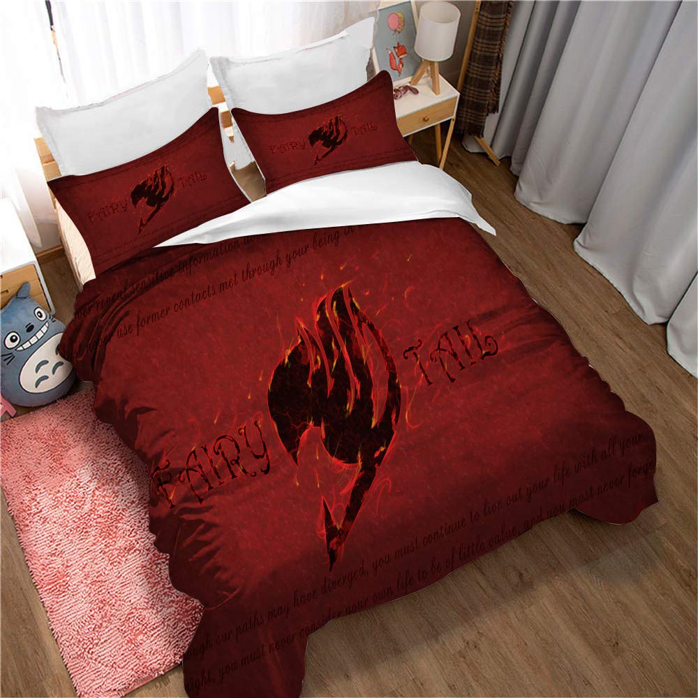 Housse de couette Fairy Tail 200x200 Natsu avec 2 taies d'oreiller