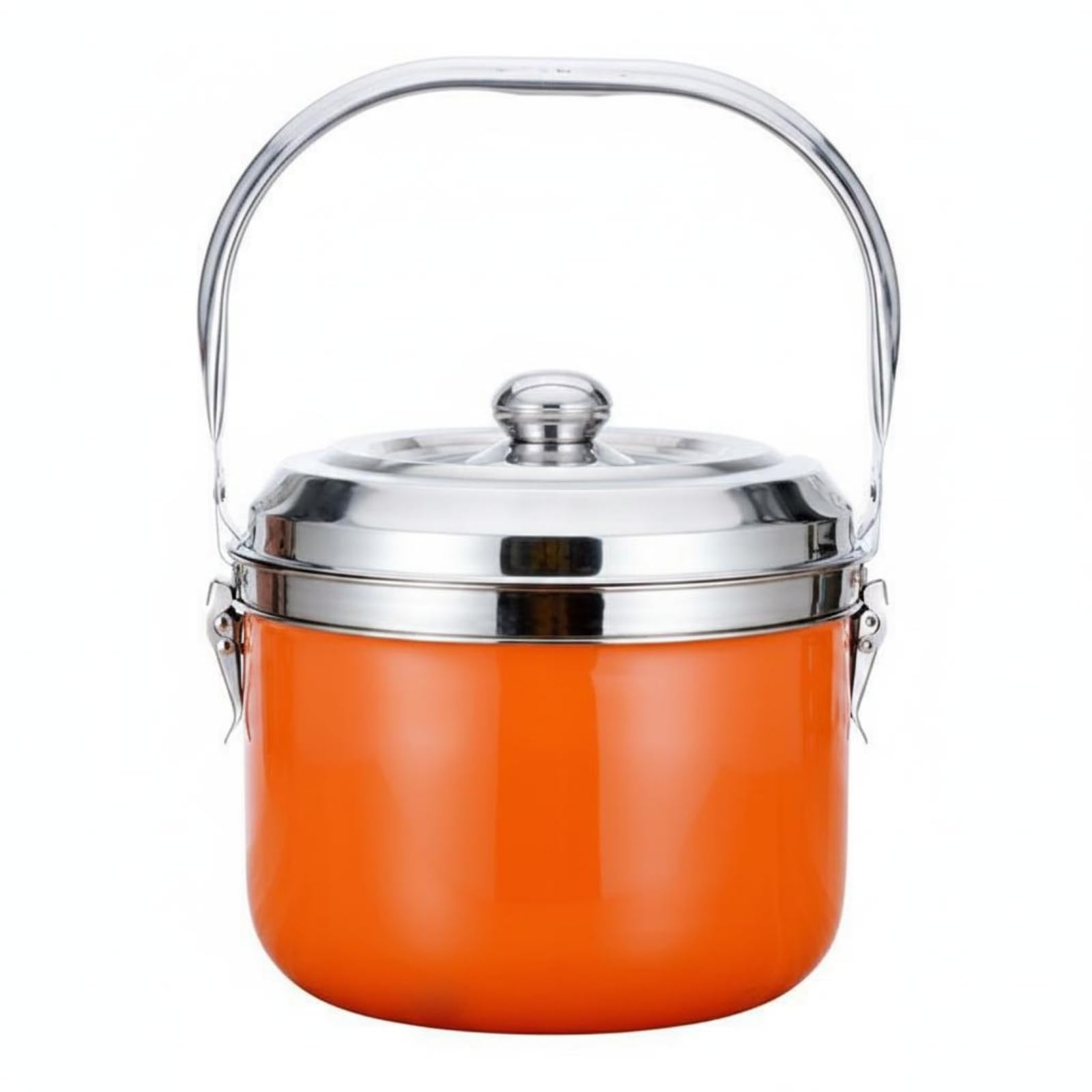 Pot de cuisson inox orange pour de grands repas de famille