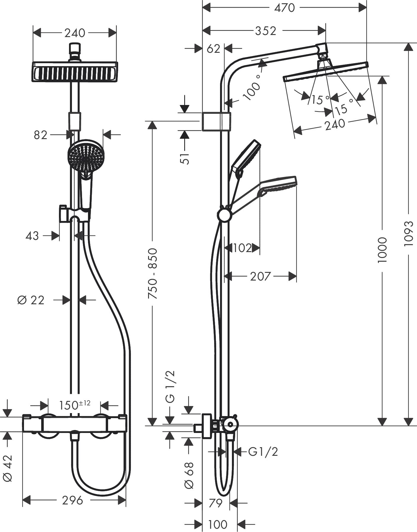 Hansgrohe Crometta E Słuchawka Prysznicowa, Srebrny, 1 Sztuka