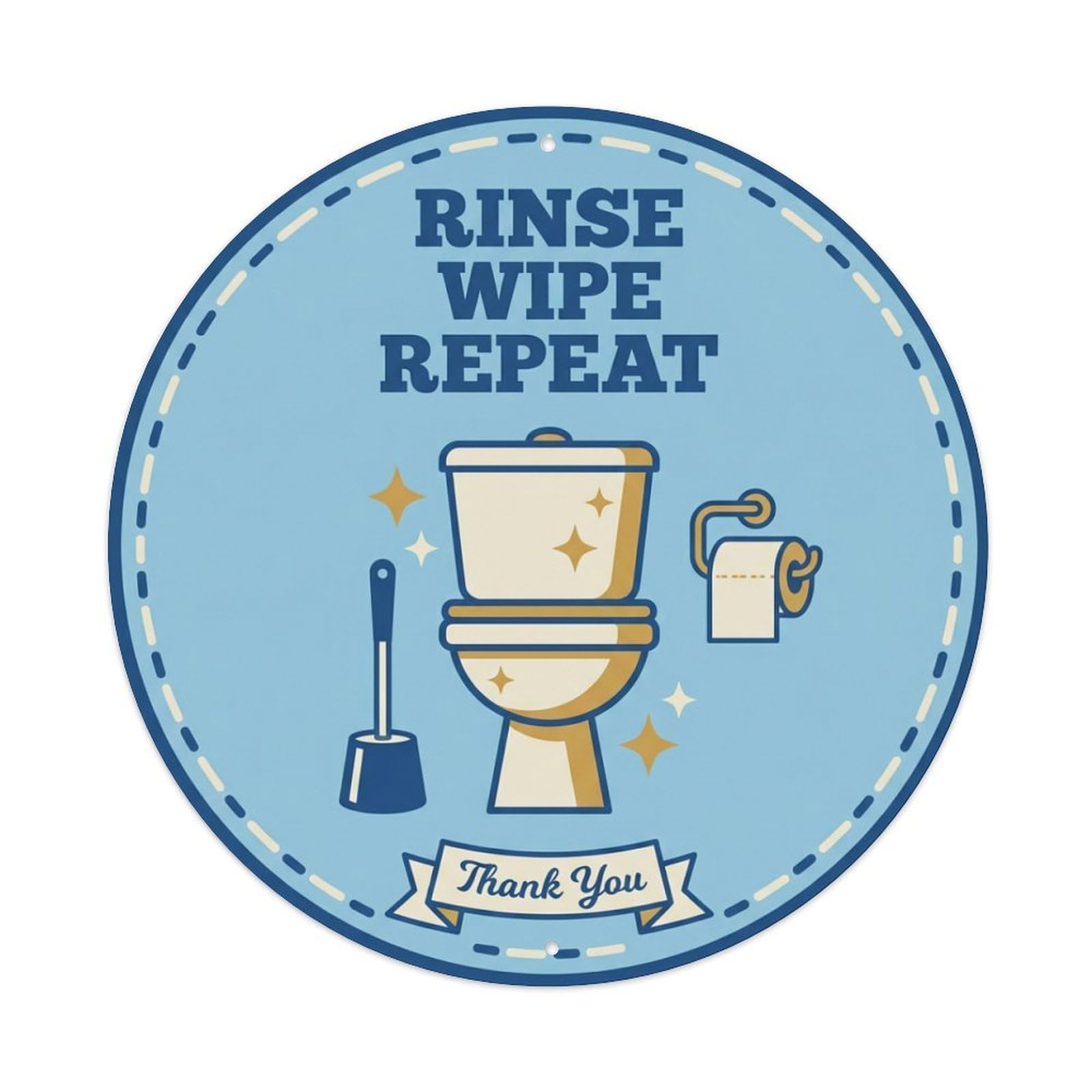 Galvaxio Style Toilet Clean Bathroom Reminder Rinse Wipe Repeat Metal Tin Sign
