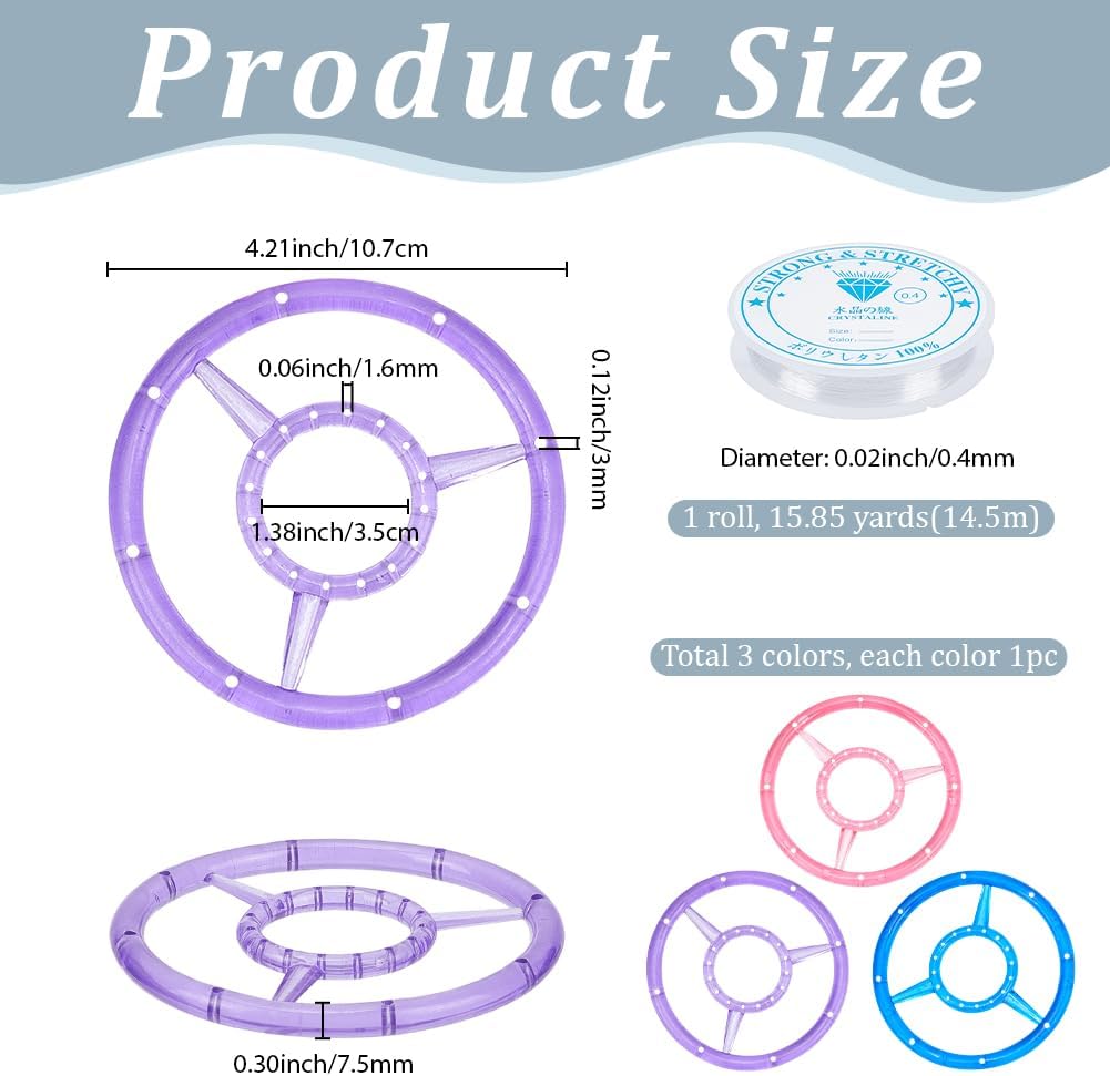1 Box 3Pcs Wind Chimes Rings Wind Chime Frame with Elastic Thread Multiple Holes Acrylic Pink Purple Blue Top Circles DIY Windchime Parts for Outdoor Home Garden Patio Suncatcher Supplies image 2