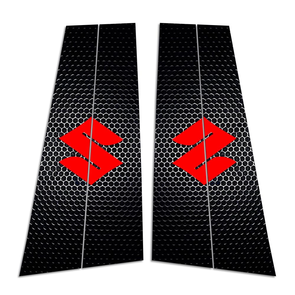 Car B-Pillar Stickers Door Window Post Trim for Suzuki Ignis 2020-2025 2026 MF PET Honeycomb Texture Anti-Scratch Waterproof Auto Exterior Decoration Accessories 2 Pcs