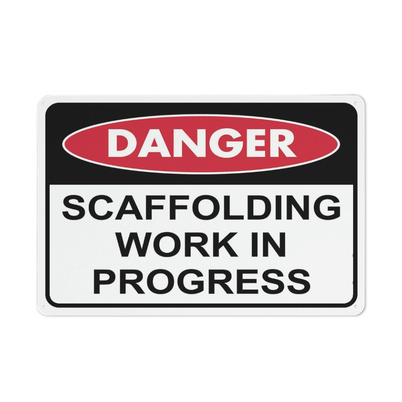 Danger - Scaffolding Work In Progress Sign for Business, 8x12 Inch Rust-Free UV-Printed Aluminum, 4 Pre-Drilled Holes, Durable & Weatherproof