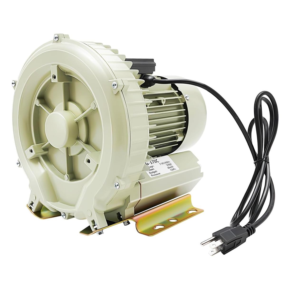 Aquaculture Vortex dmuchawa powietrza 370 W, 12 kpa, pompa komercyjna do stawu rybnego, akwarium i zbiornika na wodę, wysoka wydajność zaopatrzenia w tlen