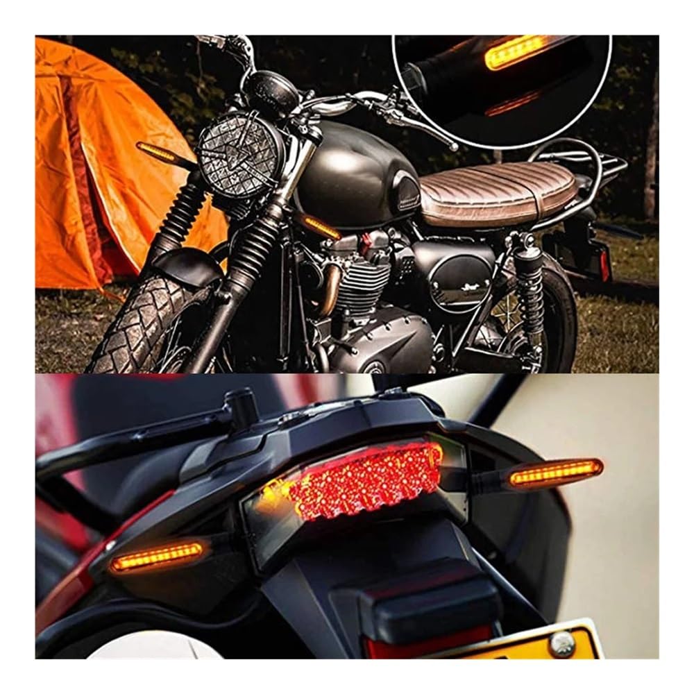 Motocicleta Luces Señal Vuelta Lámpara De Señal Giro Fluctuante para Motocicleta, Luces Barra 335SMD, Luz Advertencia DRL, 12V, 3000K, 12LED