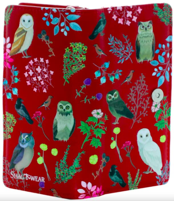 Shag Wear Wild Bird Owl Large Animal Wallet for Women and Teen Girls Vegan Faux Leather 7" Red3