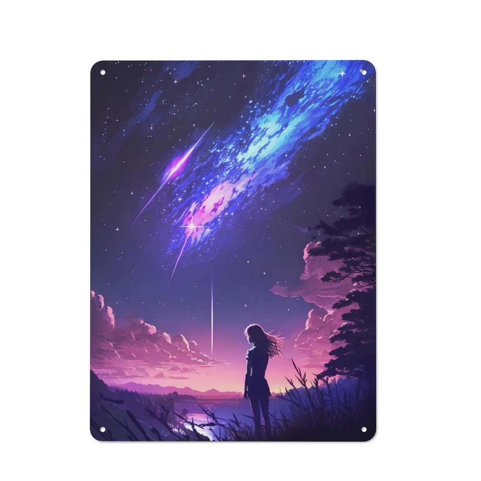 Junmoney Girls And The Cosmic Sky Cottage Style Metal Wall Decor 40X30cm, Farmhouse Metal Sign For Kitchen, Cottage, Porch Or Garden Room