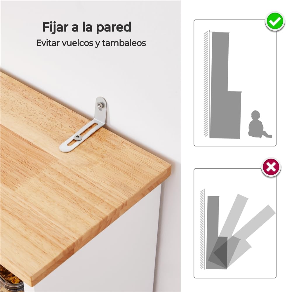 Yaheetech Alacena de Cocina Mueble Buffet Armario de Cocina Aparador de Almacenaje con Puertas de Vidrio, Estantes Ajustables 80 × 37 × 183 cm
