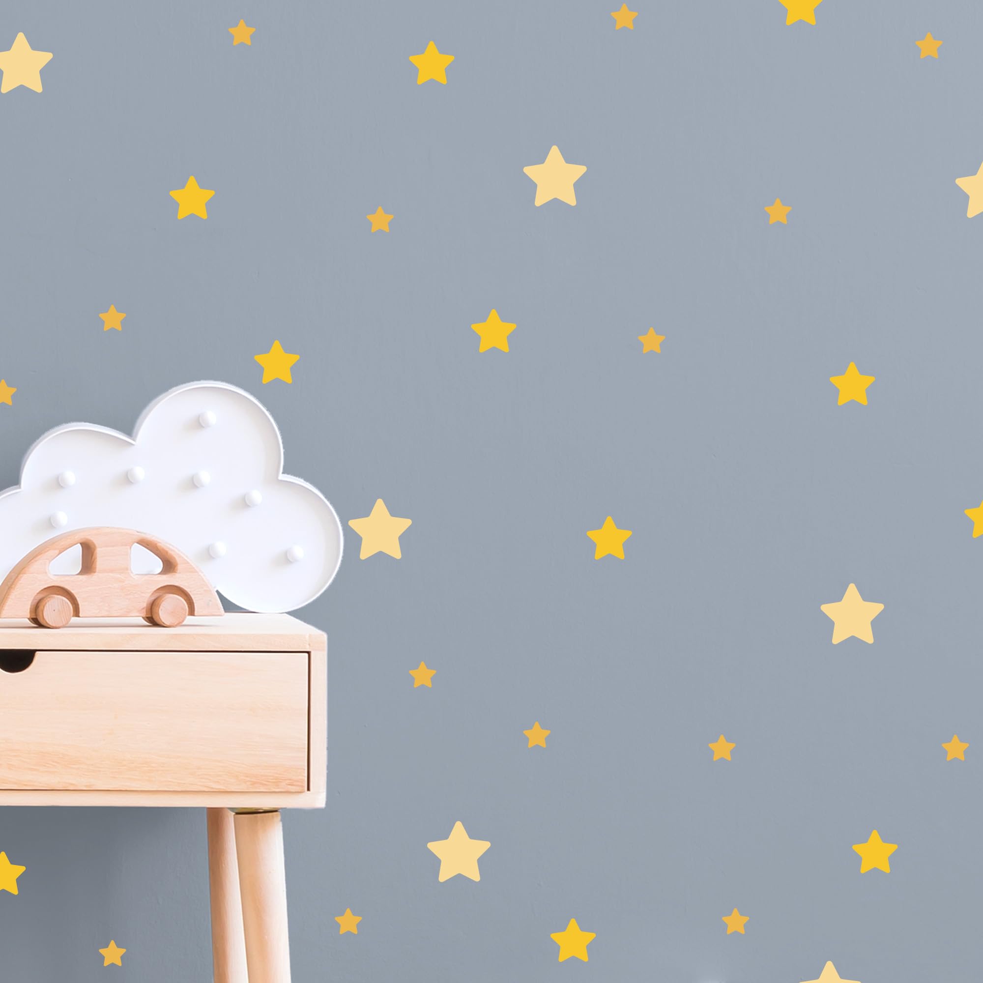 Klebekerlchen® | Wandtattoo Kinderzimmer Mädchen & Junge, Wandsticker selbstklebend, wiederverwendbare & rückstandsfreie Kinderzimmer Deko – Wandtattoo Gelbe Sterne Sticker (Set mit 52 Motiven)