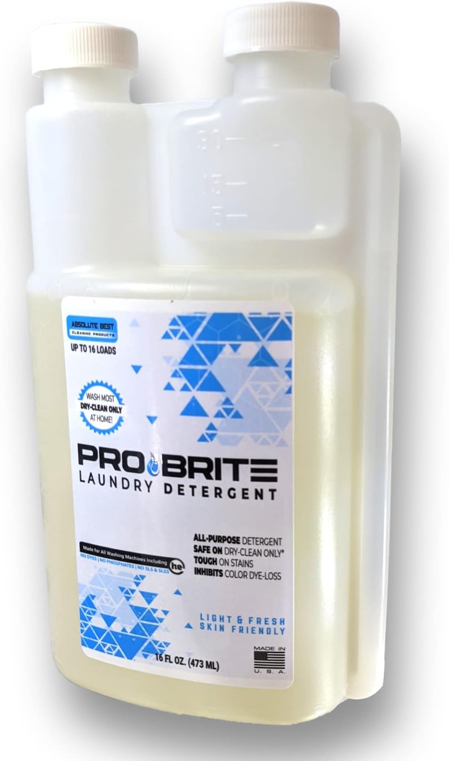 Absolute Best Cleaning Products Pro-Brite Liquid Laundry Detergent - Proprietary Wet Surfactants Designed for Home Washing Many Sensitive Dry Clean Only Fabrics (16-Oz)
