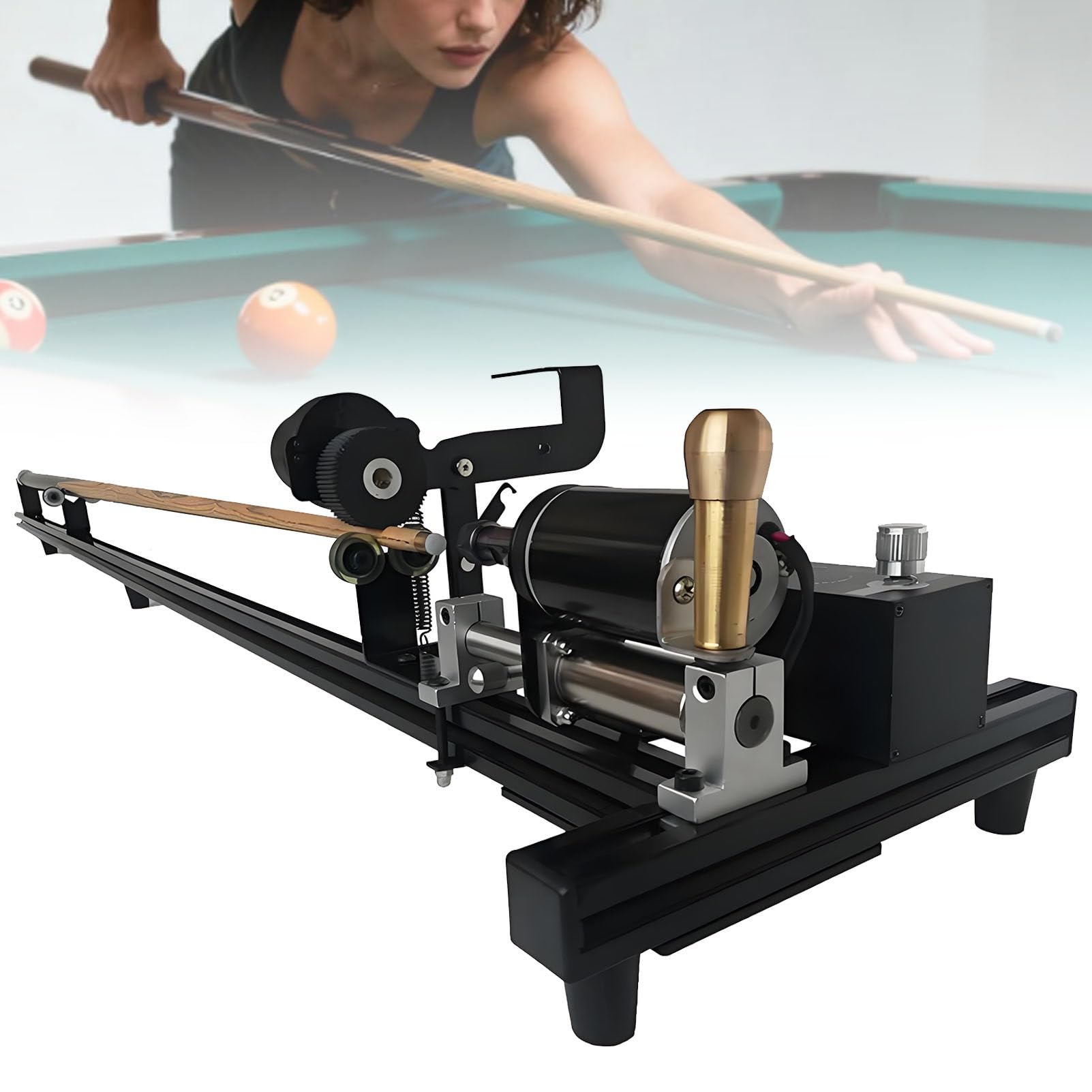 Oiyekntd Pool Cue Tip Tool, 7 in 1 Snooker Cue Repair Machine for Straightening, Grinding and Polishing, Efficient Pool Cue Tip Clip Repair Device