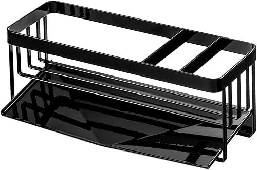 Yamazaki Home Tower - Estante autodrenante para esponja y jabón, organizador de fregadero de cocina, soporte de metal con bandeja extraíble, acero