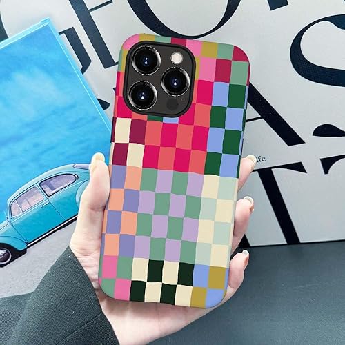 Vista 5 de SEized Funda compatible con iPhone 14 Pro Max, funda colorida de tablero de ajedrez para niñas, mujeres, niños y hombres, funda de protección