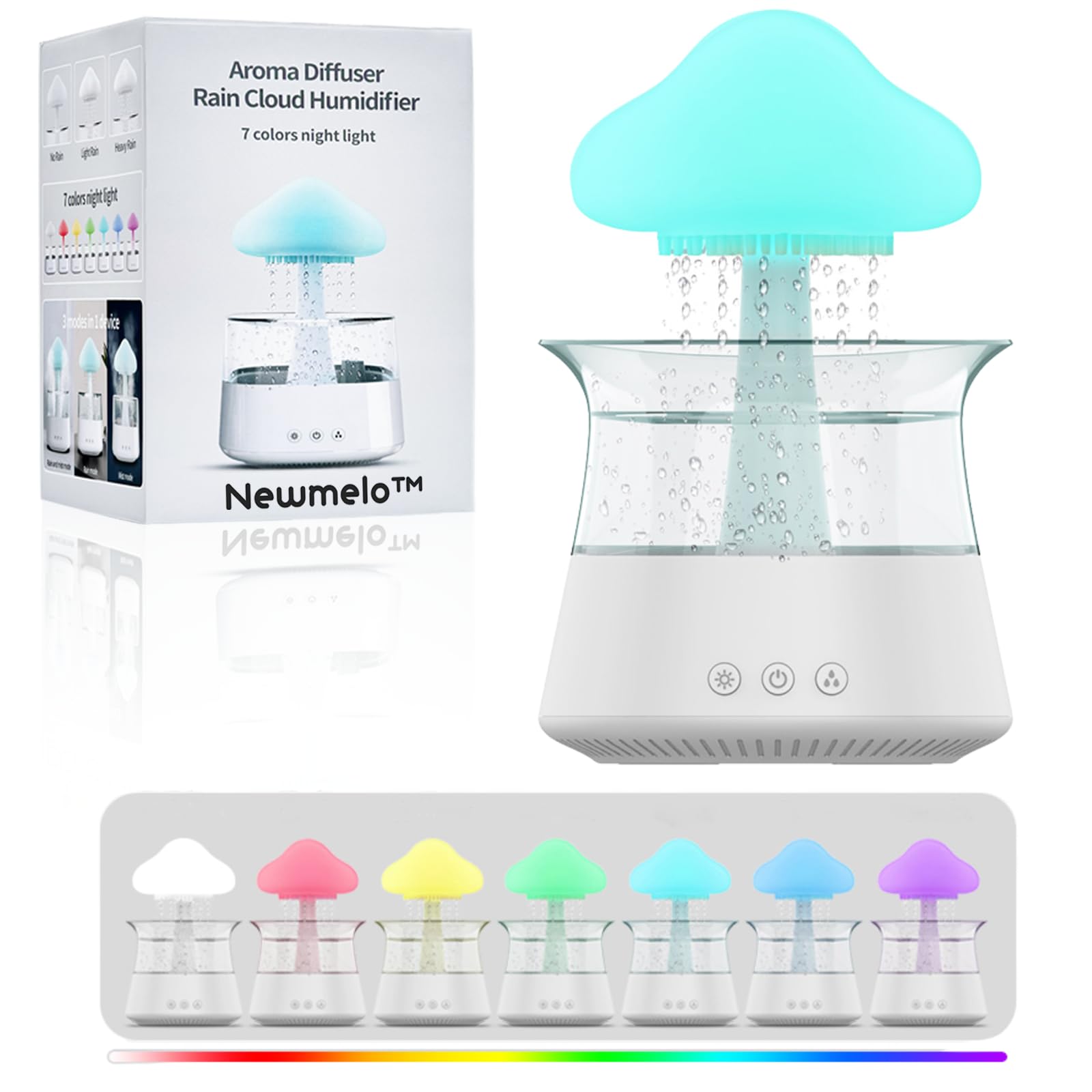Newmelo™ Sleep Aid Aromatherapy Machine Humidifier,Mushroom Humidifier with 7 Colorful Atmosphere Light,Listening to Rain Sounds Enjoy Relaxing Time.