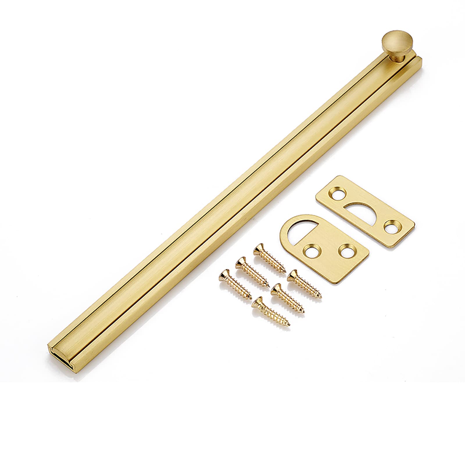 Cgjdfjhe Gold Door Lock， Slide Door Bolt Solid Copper Latch Buckle Invisible Bedroom Barn Lock Cupboards Workshop(,8In)