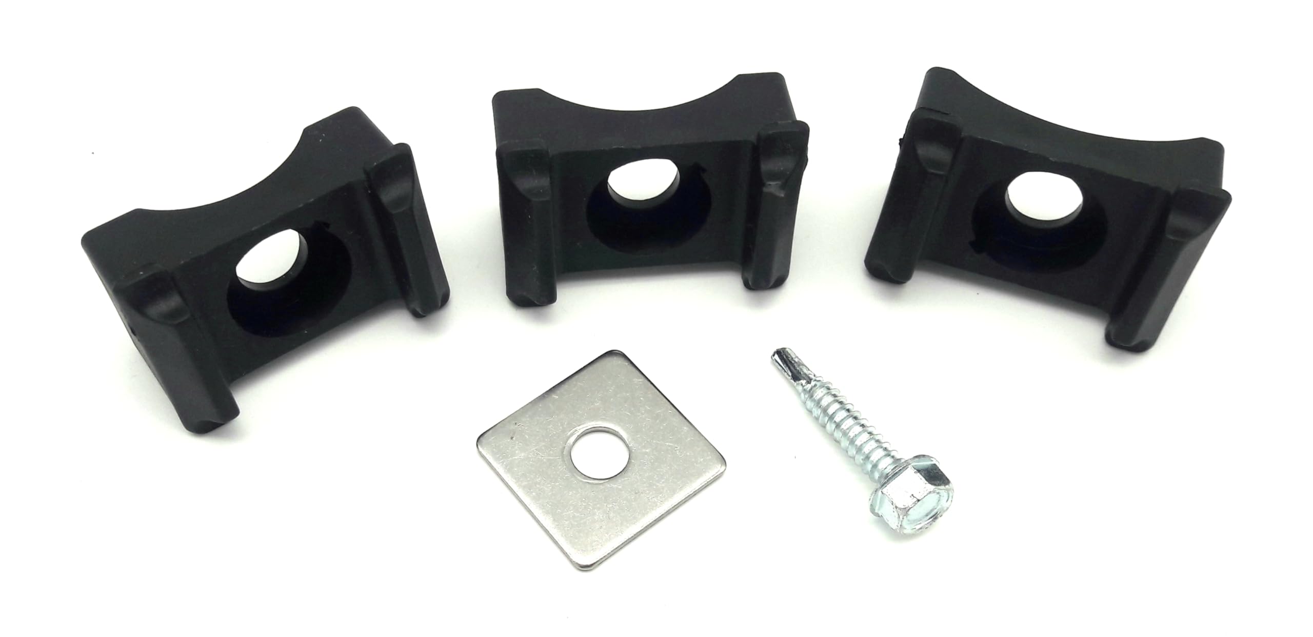 Doppelstabmattenzaun Befestigung Halterung Pfosten Zaun Auflage Rundrohr Wahlweise für 34mm, 42 mm oder 60mm Durchmesser Dämpfer für z.B. 8/6/8 oder 6/5/6 Stabmatten + Klemmplatte (20 Stück 42mm)