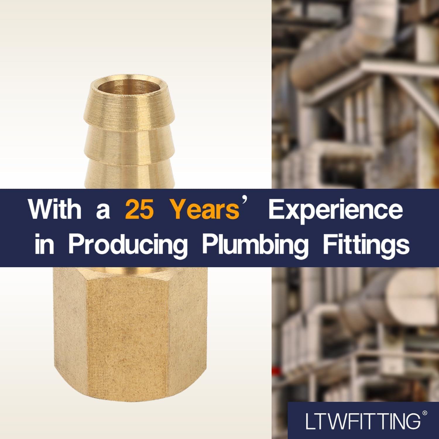 LTWFITTING Brass Fitting Coupler 3/8-Inch Hose ID x 1/4-Inch Female NPT Fuel Water Gas(Pack of 300)