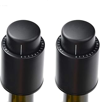 HASTHIP® 2 PCS Vacuum Wine Bottle Stopper with Date Record, Vacuum Champagne Stoppers, Reusable Wine Preserver Bottle Saver, Wine Corks Keep Fresh,Gifts for Wine Lovers for Christmas Birthday