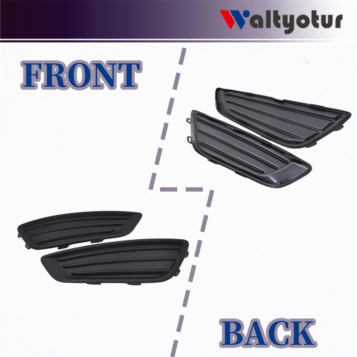 2 x Front Bumper Left + Right Bumper Fog Light Lamp Cover Trim Grille Grill Replacement for 2015-2018 Focus