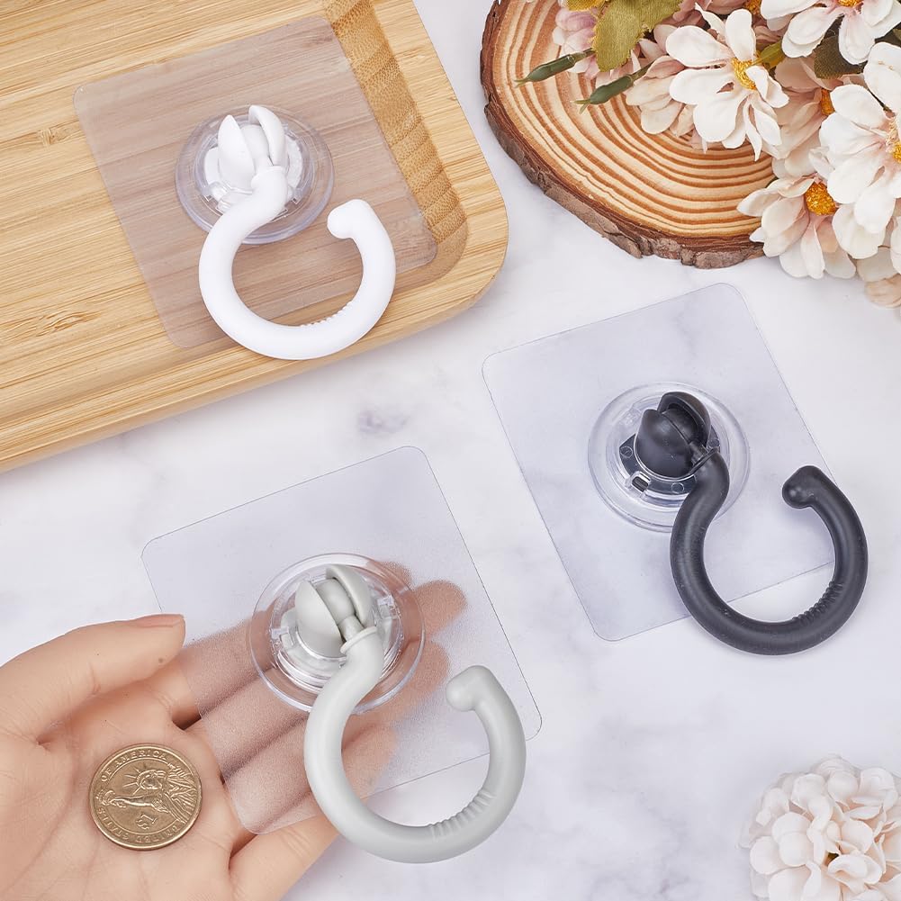 GORGECRAFT 6Pcs Adhesive Ceiling Hooks Hanging Wall Hooks No-Drill Self-Stick Swivel Ceiling Turn 360°/180°Mounted Hooks for Hanging Small Plants Towel Coat Bag Bathroom Bedroom Kitchen Door