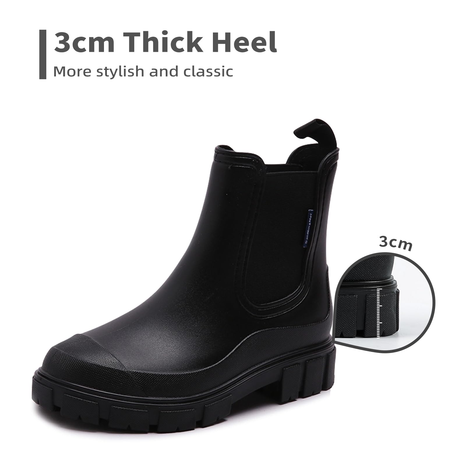 DRECAGE Gummistiefel Damen Wasserdicht Stiefel Damen Halbhoch Ankle Chelsea Boots Stylisch Stiefeletten mit Rutschfest Sohle